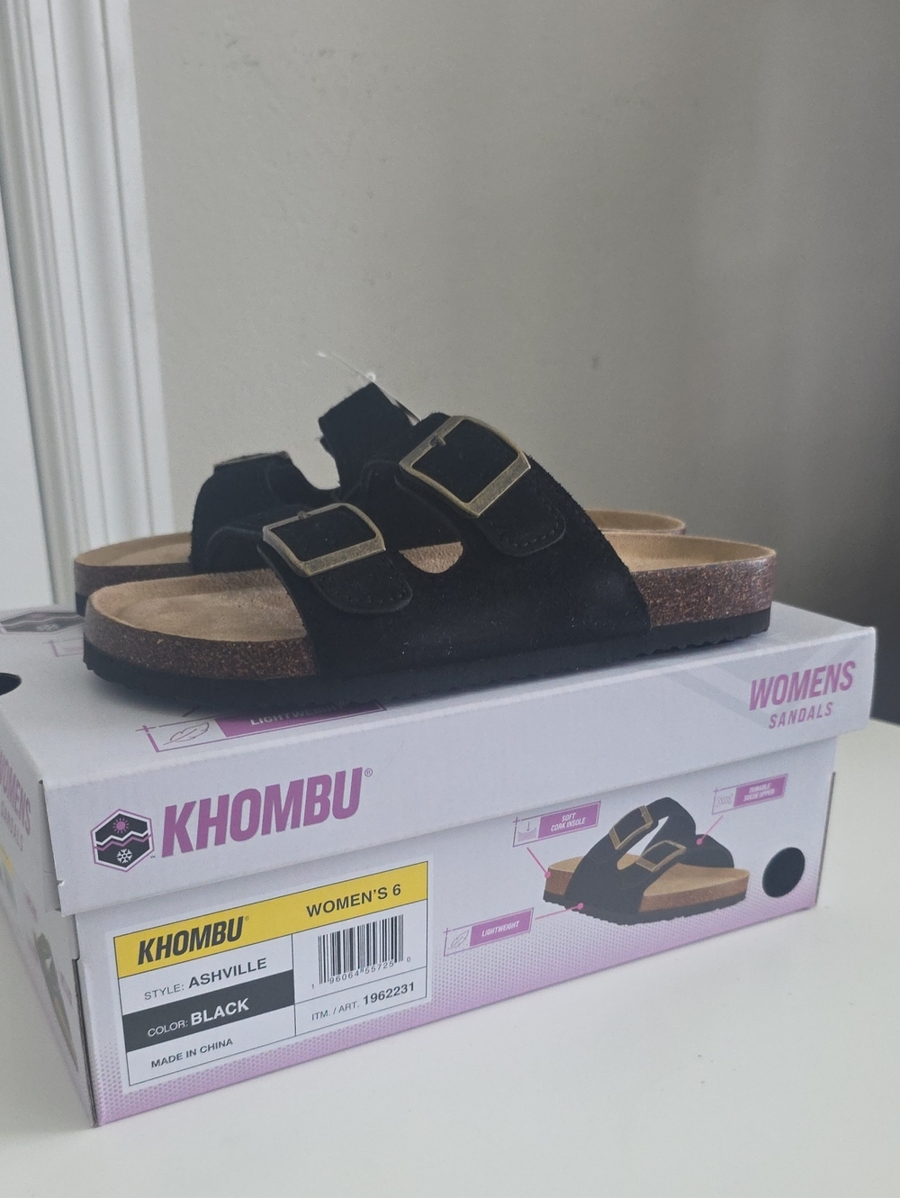Khombu Black Double-Buckle womens Sandals